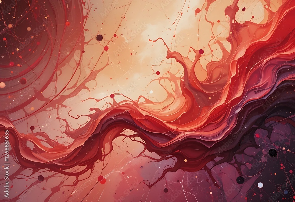 Aufkleber Abstract crimson flow with celestial elements and subtle light patterns