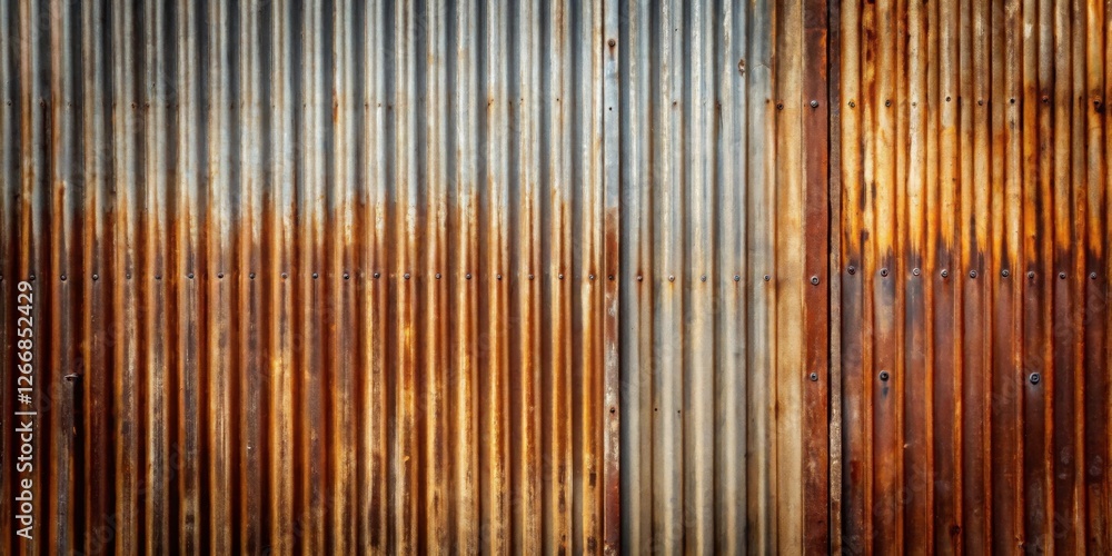 Poster rustic corrugated metal sheet texture a weathered and oxidized surface displaying a gradient of rust