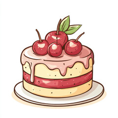 A cake icon, line art, line drawing style in style, vector illustrations, edited illustrations, white background, 