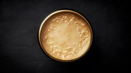 Creamy Dessert Topped with Golden Caramel on Dark Background