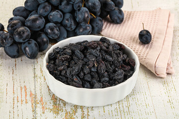 Dry ripe sweet blue raisin