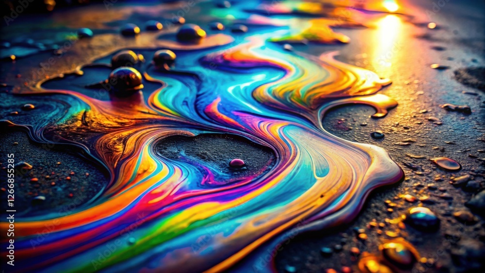 Poster abstract fluid art a symphony of iridescent colors swirling and flowing across a dark surface, creat