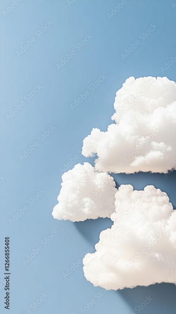 Wall mural Elegant Minimalist white clouds scattered on a clean gradient background shifting from light blue to pale turquoise ideal for modern banners 