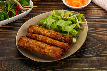 Fried Vietnamese spring roll with special sauce