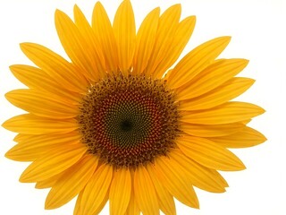 Fototapeta premium Sunlit Sunflower: A vibrant yellow sunflower in full bloom, its petals radiating outwards from a rich brown center, creating a captivating image of summer vibrancy and joy.