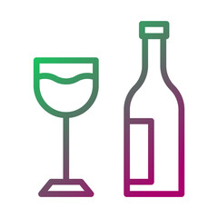 Wine Glass and Bottle Gradient Icon Design