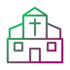 Obraz premium Minimalist Church Icon with Gradient Outline