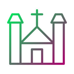 Gradient Church Icon with Cross and Towers