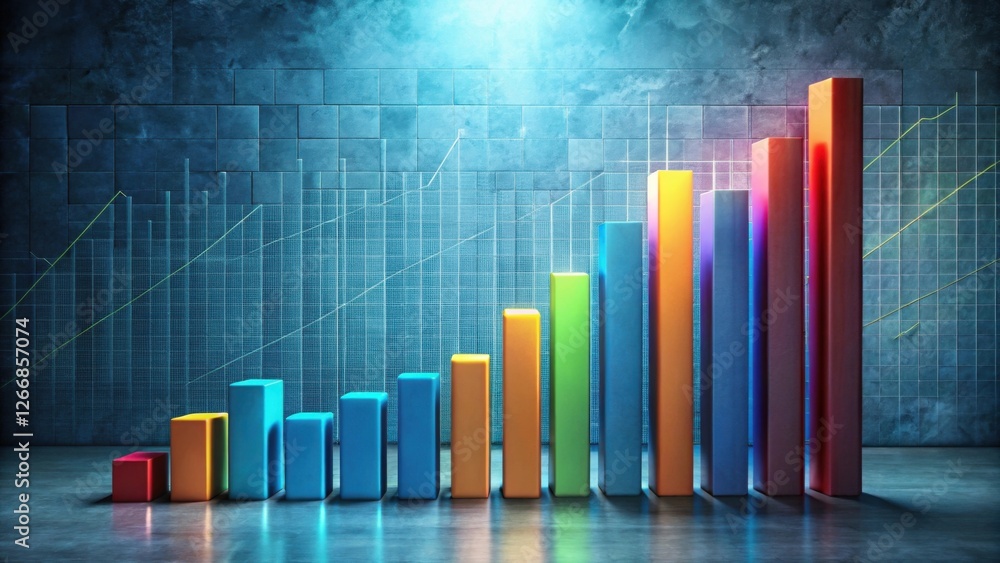 Aufkleber Ascending Colorful Bar Graph Illustrating Growth and Progress in a Modern Setting