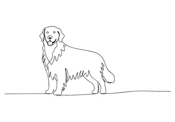 Continuous One Line Golden Retriever | Minimalist Dog Vector Illustration