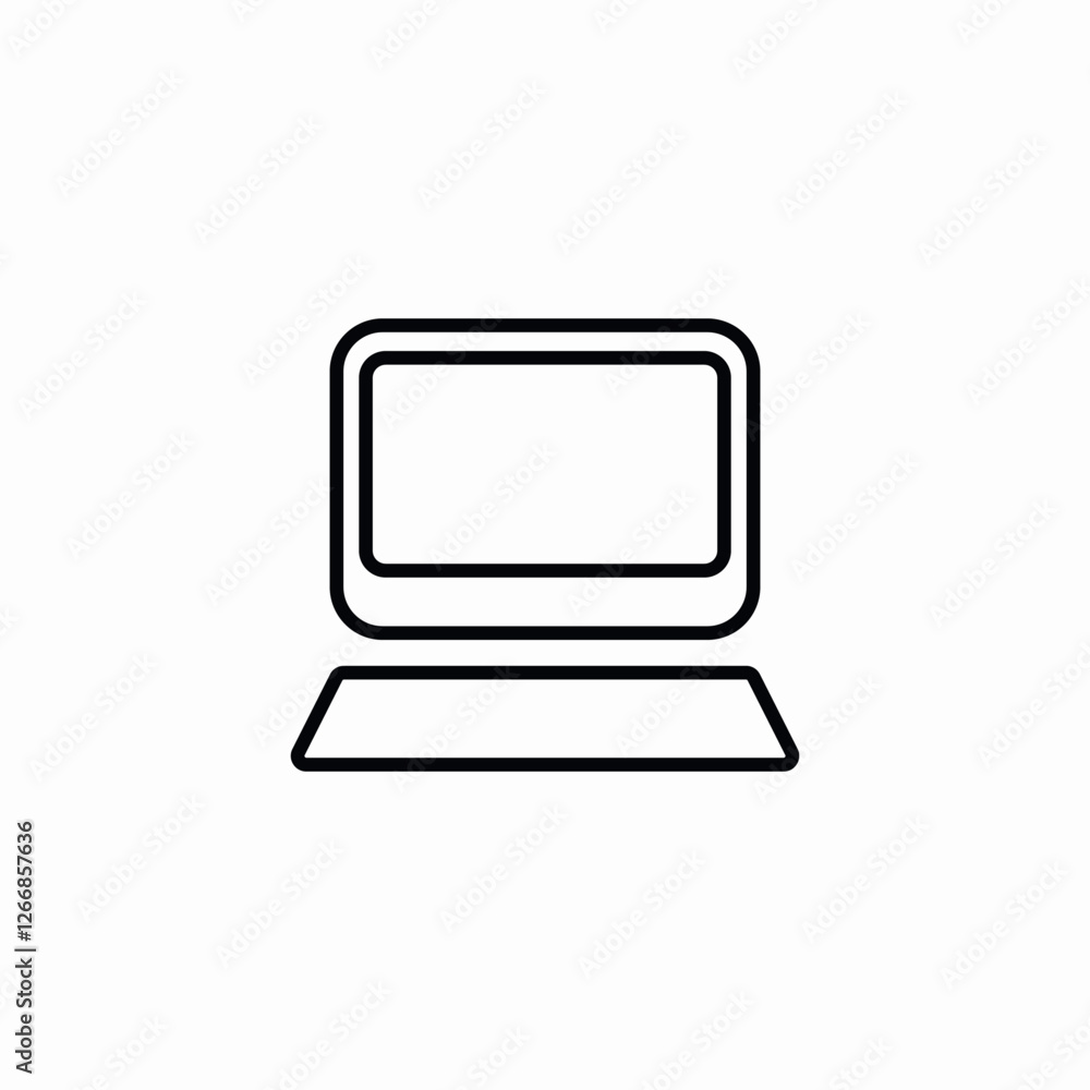 Poster laptop computer device screen icon vector sign