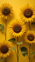 Sunflowers on yellow background