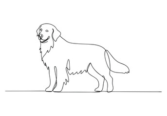 Continuous One Line Golden Retriever | Minimalist Dog Vector Illustration