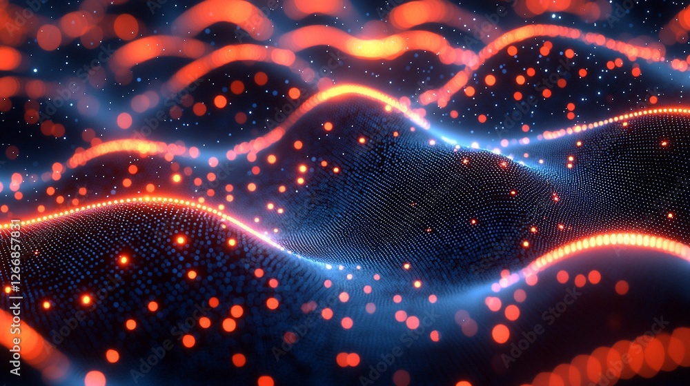 Wall mural vibrant abstract waves of light and color creating a dynamic digital landscape
