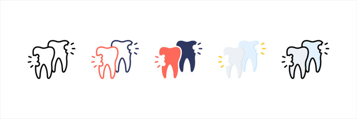 Dental Caries Multistyle Icon Set