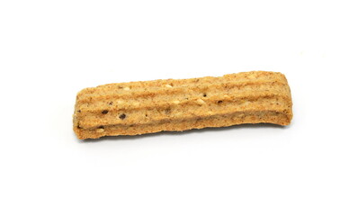 Integral bread sticks with flax seeds and sesame isolated on white background