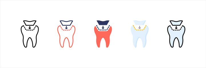 Tooth Filling Multistyle Icon Set