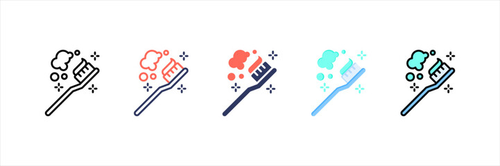 Toothbrush Multistyle Icon Set