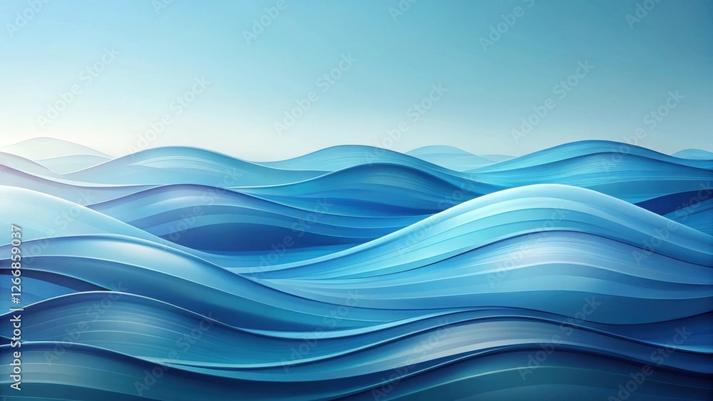 Aufkleber abstract ocean waves a serene blue undulating seascape with smooth curves and gentle ripples, evokin