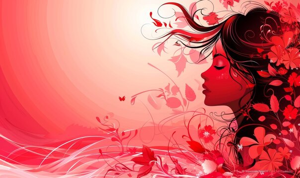 A woman with red hair and a flowery background