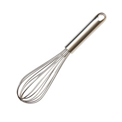 Stainless steel whisk isolated on a white background. Essential kitchen tool for mixing and whipping ingredients. Isolated on white background