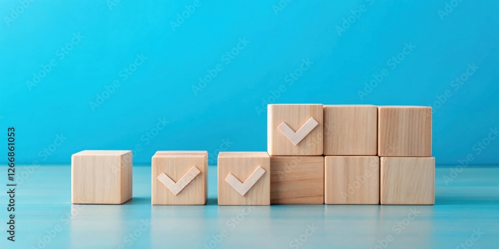 Aufkleber achieving milestones a visual representation of progress and accomplishment using wooden blocks with