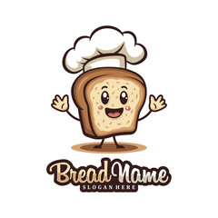 Character Bread with chef hat logo design concept vector. Creative Bread food Logo Design Template