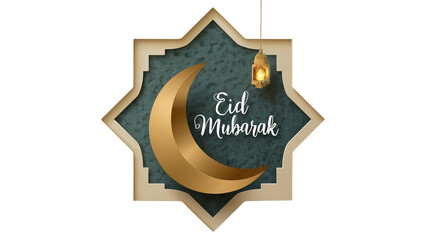 eid mubarak design element for poster, greeting card, background, etc. isolated on transparent background