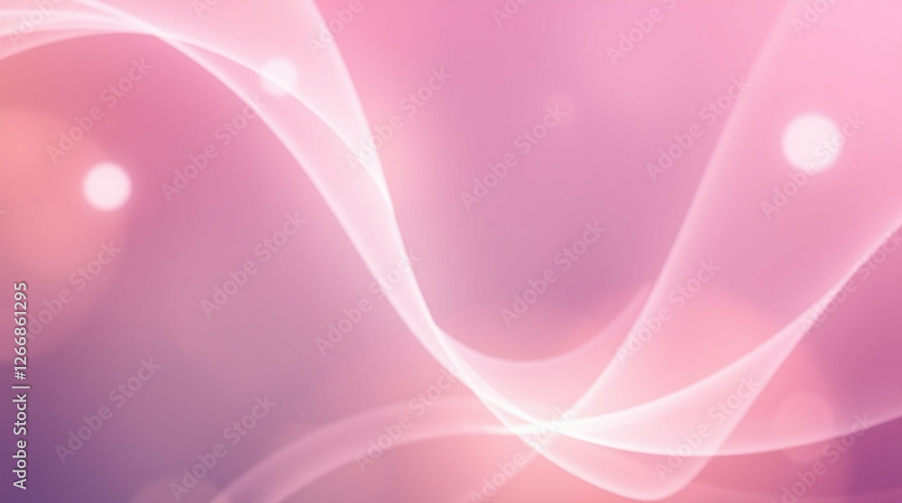 Poster soft pink gradient background with elegant flowing lines and light orbs