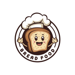 Character Bread with chef hat logo design concept vector. Creative Bread food Logo Design Template