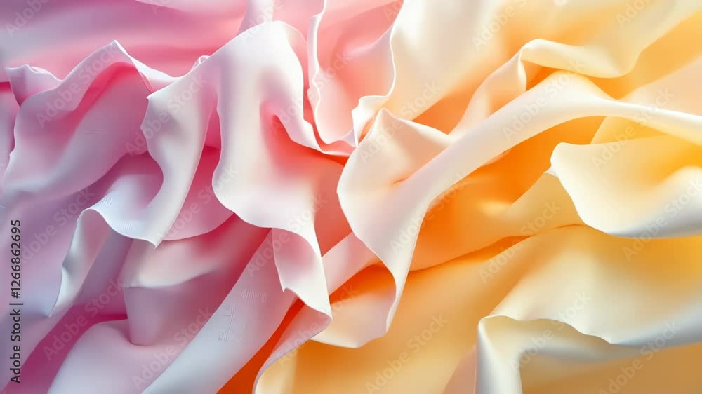 Aufkleber swaying ribbons of silk in vibrant shades of peach and soft yellow create a captivating dance of col