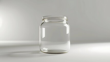 A classic clear glass jar on the beautifull empty background	