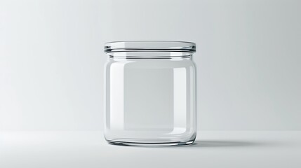 A classic clear glass jar on the beautifull empty background	