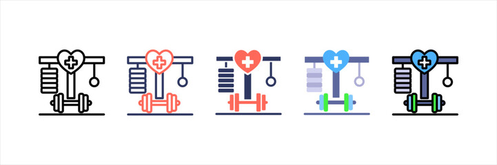 Fitness Equipment Multistyle Icon Set