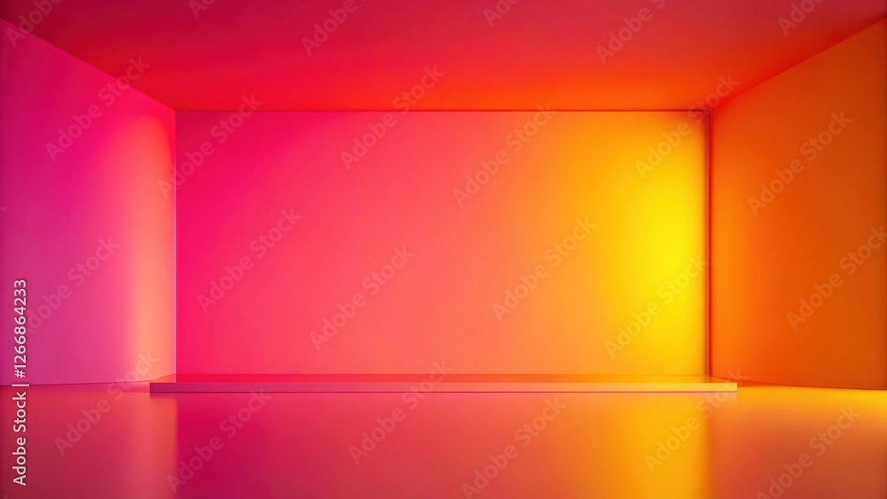 Poster abstract vibrant studio backdrop with a colorful platform for product display and showcasing