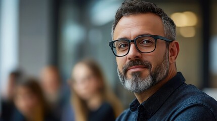 Obraz premium Portrait of a Confident Man in Office Setting