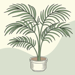 Palm tree plant in pot vector illustration