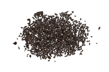Chocolate sprinkles isolated on white background. Grated chocolate isolated on white background.
