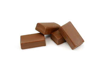 Pure hazelnut nougat bar isolated. Chocolate sweet with nougat isolated on white background.