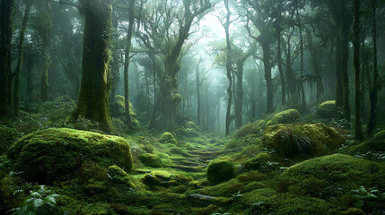 Enchanted Mossy Forest Path