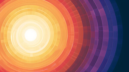 Abstract circular design radiating light and color in warm hues.