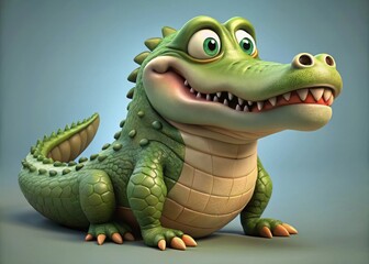 Fototapeta premium Playful cartoon alligator digital art fun environment whimsical viewpoint creative concept