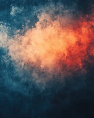 Abstract background with fiery orange and cool blue smoke, textured clouds, dark moody atmosphere.