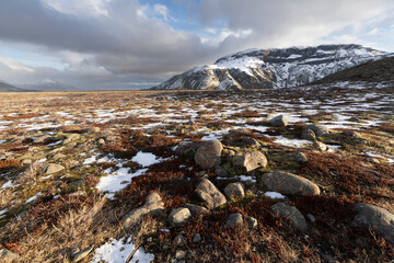 Hoffellsjokull glacier in the South of Iceland sunset landscape