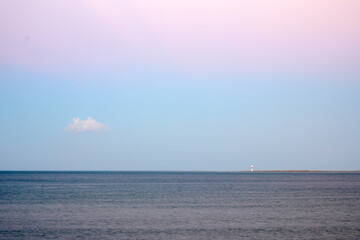 Sunrise colors over the Mediterranean sea  La Ampolla de mar in Tarragona province Catalonia Spain