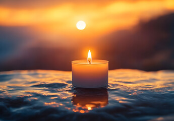 Soul spirituality mourning human spirit candle light sunset.