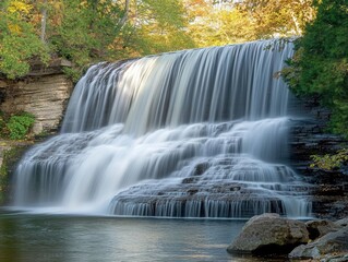 Obraz premium Illustrate the power of a cascading waterfall