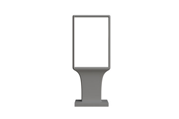 3D model of a gray floor billboard with a white empty space on a white background, advertising