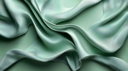 Fototapeta premium Sage green fabric draped elegantly on a studio backdrop