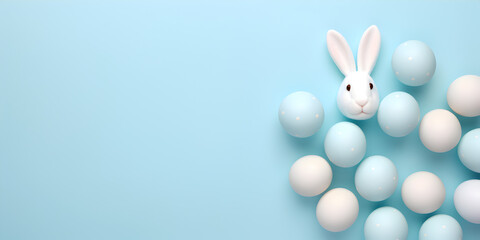 Obraz premium Pastel colored easter eggs isolated on blue background, easter background concept